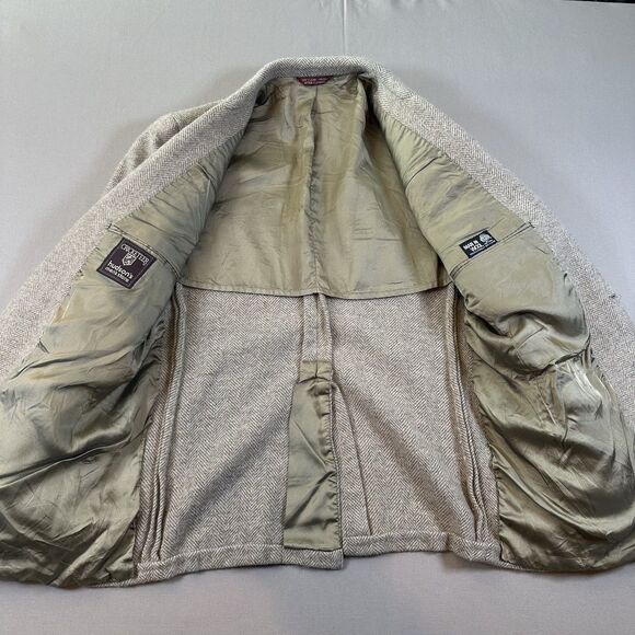 VTG Cricketeer Tweed Herringbone Blazer Sport Coat Men 40R Wool 2 Button (wood) - Picture 8 of 10